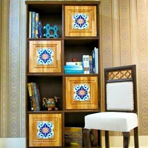 کتابخانه چوبی و تزیین کاشی  .ویترین.بوفه.کمد.  قفسه.استند .شلف.قابل سفارش در طرح و رنگ و ابعاد مختلف