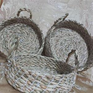 سبد سه تیکه حصیری.سبد نان حصیری سه تیکه.سبد سبزی سه تیکه.حصیر .