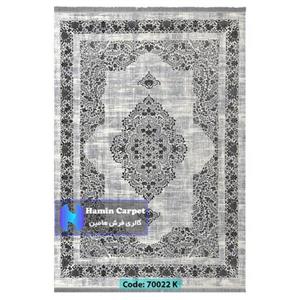 فرش 9 متری 700شانه تراکم 2100 برجسته مدل وینتیج ترنج دار نقره ای کد SZ70022K