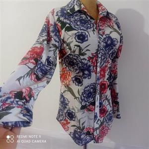 شومیز بلوز پیراهن نخ کرپ زنانه جلو دکمه ارسال رایگان