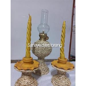 جا شمعی سفالی.جاشمعی حصیری.چراغ فیتیله ای.فانوس سفالی
