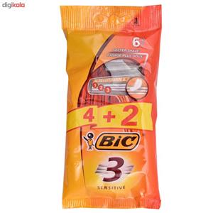 بیک تیغ اصلاح 3 لبه مردانه مدل Sensitive بسته 6 عددی