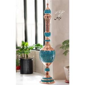 تنگ شاهی سوپر غول 80 سانتی فیروزه کوبی نیشابور و قلم زنی و شبکه بری دستی مس و فیروزه کوبی نیشابور  صنایع دستی سایروس