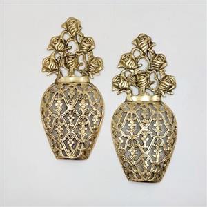 گلدان دیواری برنزی مدل توری بیضی