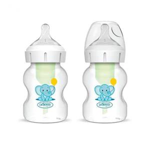 شیشه شیر طلقی 2 عددی 150 میلی لیتر دکتر براونز  Dr Brown's طرح میمون و فیل