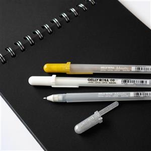 خودکار ژله ای ساکورا سفید و نقره ای و طلایی 