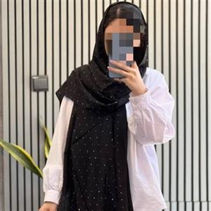 روسری مشکی حریر نگین دار