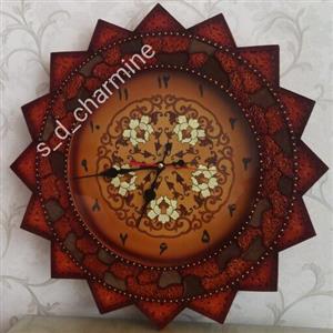ساعت دیواری.ساعت.ساعت سنتی.ساعت شیک.ساعت مدرن.ساعت کلاسیک.معرق چرم.نقاشی روی چرم.چرم طبیعی.موتور آرام گرد