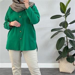 شومیز مانتویی لنین قد 85 دکمه دار رنگبندی مطابق ژورنال