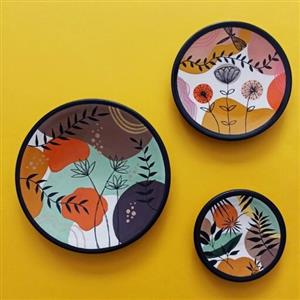 ست دیوارکوب سفال مینیمال  مدرن سبک جدید و زیبا تابلو بشقاب سفالی هنری نقاشی صنایع دستی