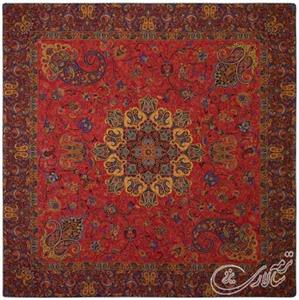 رومیزی ترمه سالاری یزد طرح بهارممتاز ابریشمی ـ مربع یک متر (بغچه) ـ قرمز سنتی
