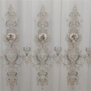 پرده تور قابی گل  پرده فلت گل برجسته  دوخته شده مناسب عرض درگاه پرده 270 تا 280 سانتی متر  در ارتفاع 275 سانتی متر