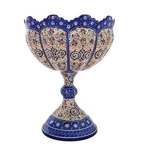 جام پایه دار مسی میناکاری اسماعیلی 20 سانتی متر - Enameled copper base bowl