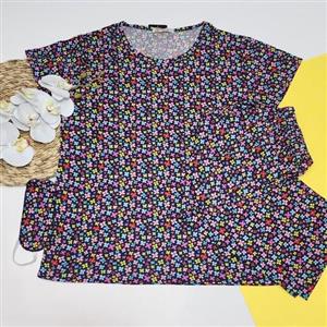 ست تیشرت و شلوارک نخ پنبه زنانه ترک در 4 سایز و تک رنگ