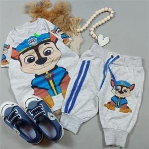 ست تیشرت شلوارک پسرانه سگ پلیس جنس ملانژ پنبه سایز های موجود 45 و 50