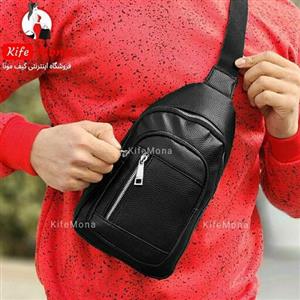 کیف بادی بگ روی سینه ای چرم شرانگ سه خونه اسپورت مردانه مشکی