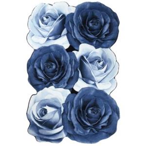 فرش 3 بعدی زرباف طرح گل رز 6 تایی  رنگ آبی سایز یک ونیم 