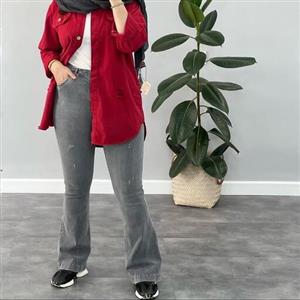 شلوار جین دمپا گشاد طوسی