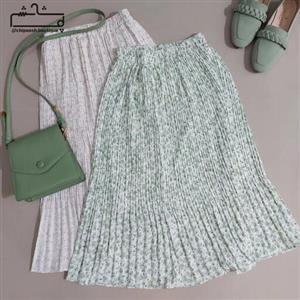 دامن  زنانه حریر  پلیسه گلدار وارداتی کمر کش  با جنس فوق العاده عالی