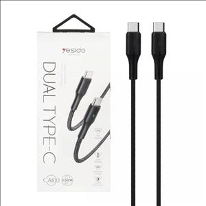 کابل شارژ PD و فست 1.2 متری Yesido Type-C to Type-C مدل CA100 – مشکی