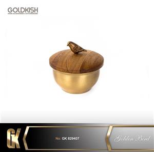 قندان چوبی برنجی گلدکیش Golden Bird کد GK829407 