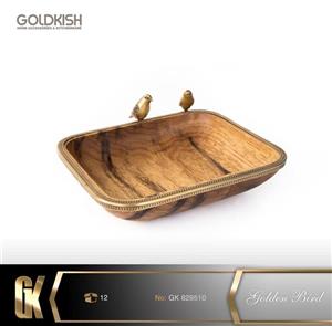 آجیل خوری چوبی برنجی گلدکیش Golden Bird کد GK829510