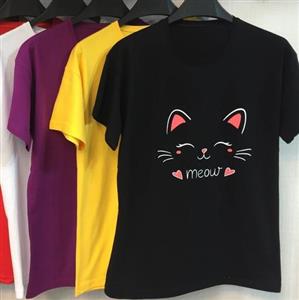 تیشرت نخ پنبه طرح meow (میو) رنگبندی متنوع