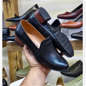 کفش چرم طبیعی  زنانه پاشنه چوبی مجلسی
