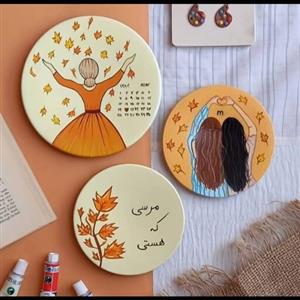 دیوارکوب سفالی طرح تولد دخترانه و تولد دوست و رفیق هدیه ست سه عددی سایز1 گالری ماه آسمانی