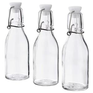 بطری ایکیا مدل korken کد 804.763.34 بسته سه عددی بی رنگ حجم 150 میلی لیتر IKEA