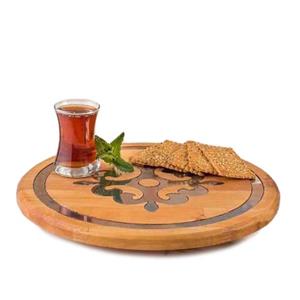 سینی پذیرایی چرخان چوبی ریور کد 5916