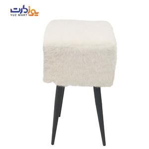صندلی پاف مربعی با پارچه خز و پایه فلزی