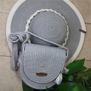 ست کیف دوشی و کلاه ساحلی قیطان دوزی
