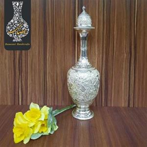 تنگ شربت خوری قلمزنی گل و طاووس  اعلاء سفید طرح نقره