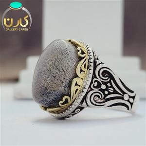 نگین عقیق مویی اصل و معدنی با رکاب نقره زیبا مردانه