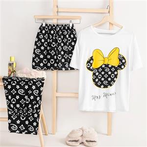 ست سه تیکه تیشرت شلوار و شلوارک زنانه میکی موس دیزنی