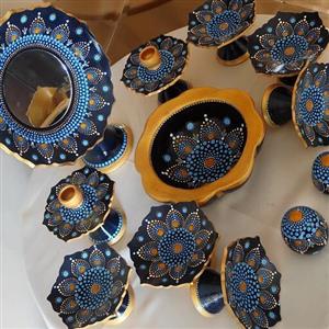 هفت سین پایه دار زیبا وشیک نقطه کوبی  همراه حوض