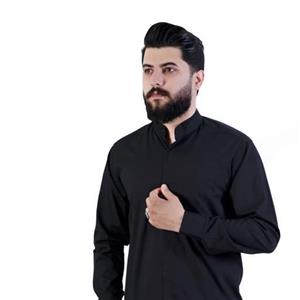 پیراهن مشکی تترون طرح دوجیب سردوشی