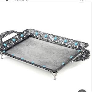 سینی نگین فیروزه ای سایز  متوسط و بزرگ