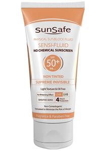 کرم ضد آفتاب سان سیف مدل سنسی فلوئید +SPF 50 حجم 50 میلی لیتر - مخصوص پوست‌های معمولی و چرب Sunsafe Physical Sunblock Fluid SPF50+ 50gr