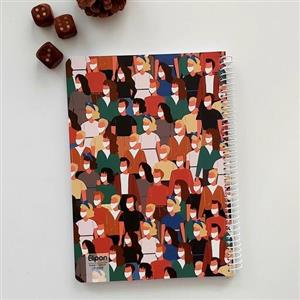 دفتر 100 برگ الیپون طرح ماسک سایز وزیری جلد نرم