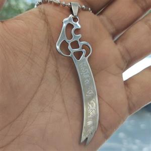 گردنبند ذوالفقار استیل رنگ نقره ای