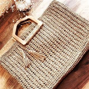 کیف حصیری دسته چوبی