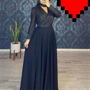 ماکسی بلند مجلسی برای خانمهایی که لباس خیلی باز نمییپوشن جنس کرپ کش لمه دار فری سایز 36تا 42