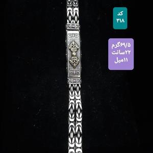 دستبند نقره مردانه کد 318 وزن 69 گرم و نیم طول 22 سانت پهنا 11 میل عیار 925 کار تایلندی و وارداتی مدل کرال دوبل پلاک دست 