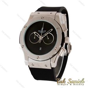 ساعت هابلوت مردانه سه موتوره نقره ای مشکی صفحه مهندسی Hublot-4895-G