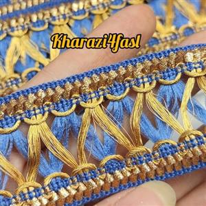 نوار هندی نوار تزئینی نوار ابریشمی لباس آبی. طلایی