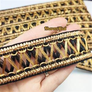 نوار هندی نوار تزئینی نوار ابریشمی لباس مشکی طلایی