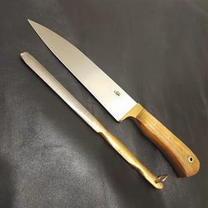 چاقو زنجان چاقوی قصابی فولادی همراه با یک عدد مصقل استاد غلامی 