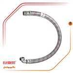 شلنگ استیل یکسر مهره یکسر زانو خم چپقی ۱ اینچ ۱ متری المنت ترکیه